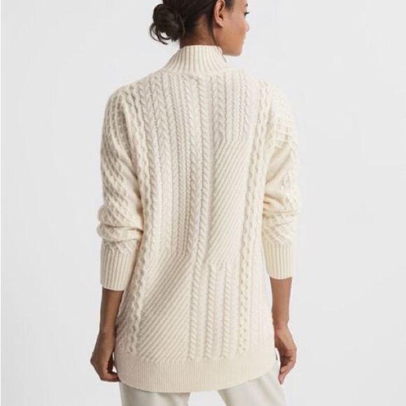 REISS NWT SWEATER MARTHA CABLE KNIT HIGH NECK JUMPER CREAM SIZE XS - Picture 5 of 14